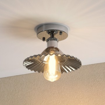 Lámpara de techo de superficie TRISH 1xE27/15W/230V cromo brillante/negro ahumado