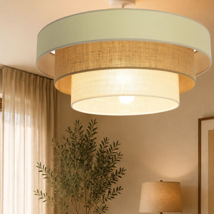Lámpara de techo de superficie WENTA 1xE27/60W/230V, diámetro 50 cm, beige/yute