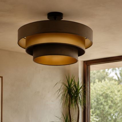 Lámpara de techo de superficie WENTA 1xE27/60W/230V Ø 50 cm marrón/dorado