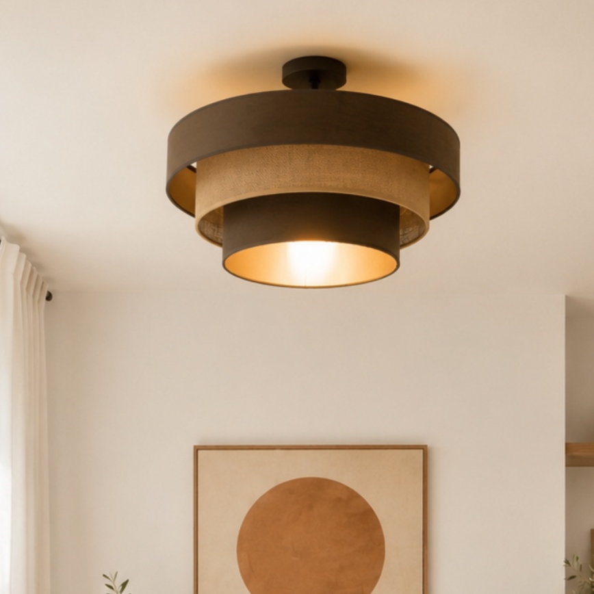 Lámpara de techo de superficie WENTA 1xE27/60W/230V Ø 50 cm marrón/yute