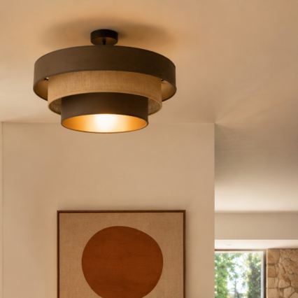 Lámpara de techo de superficie WENTA 1xE27/60W/230V Ø 50 cm marrón/yute