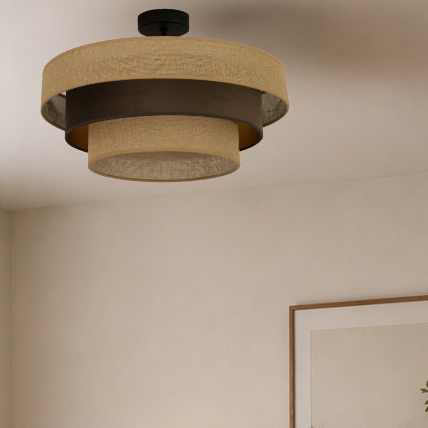 Lámpara de techo de superficie WENTA 1xE27/60W/230V Ø 50 cm yute/marrón