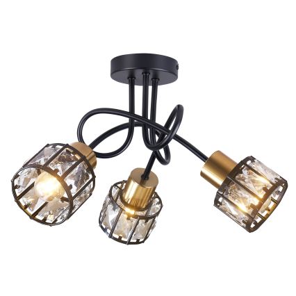 Lámpara de techo de superficie ZAHARA 3xE27/10W/230V, negra