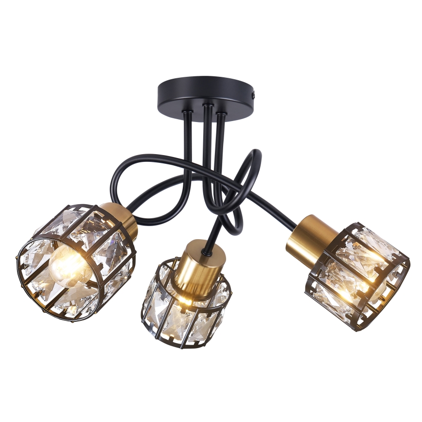 Lámpara de techo de superficie ZAHARA 3xE27/10W/230V, negra