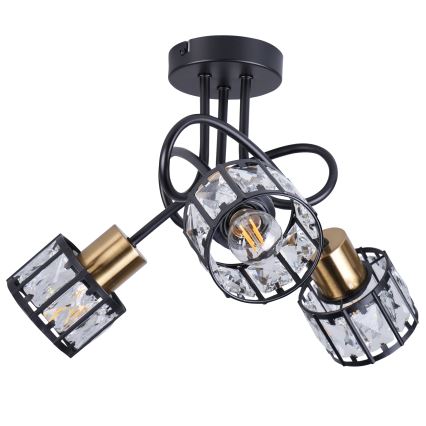 Lámpara de techo de superficie ZAHARA 3xE27/10W/230V, negra