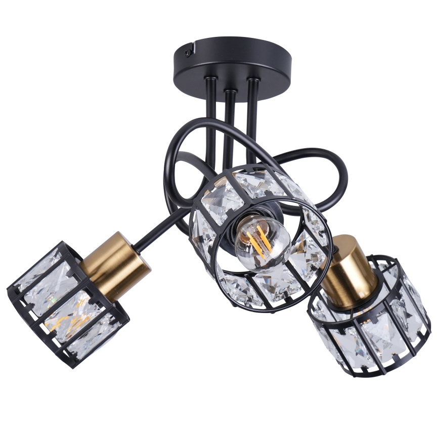 Lámpara de techo de superficie ZAHARA 3xE27/10W/230V, negra