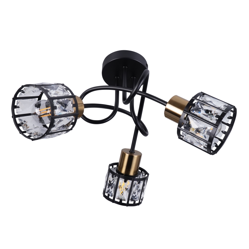Lámpara de techo de superficie ZAHARA 3xE27/10W/230V, negra