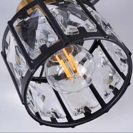 Lámpara de techo de superficie ZAHARA 3xE27/10W/230V, negra