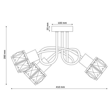 Lámpara de techo de superficie ZAHARA 3xE27/10W/230V, negra