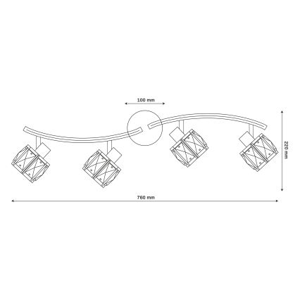 Lámpara de techo de superficie ZAHARA 4xE27/10W/230V dorada