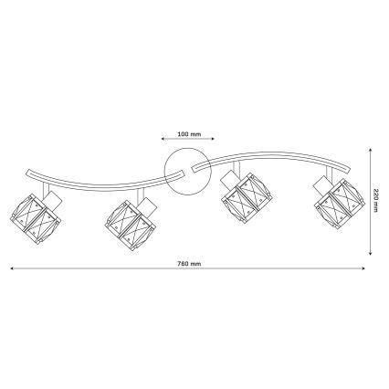 Lámpara de techo de superficie ZAHARA 4xE27/10W/230V negra