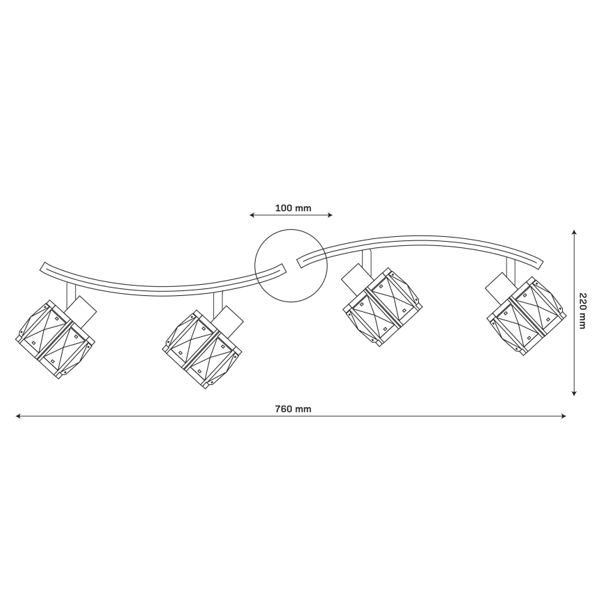 Lámpara de techo de superficie ZAHARA 4xE27/10W/230V negra