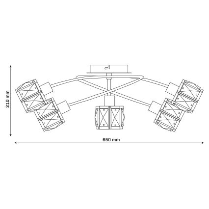 Lámpara de techo de superficie ZAHARA 5xE27/10W/230V dorada