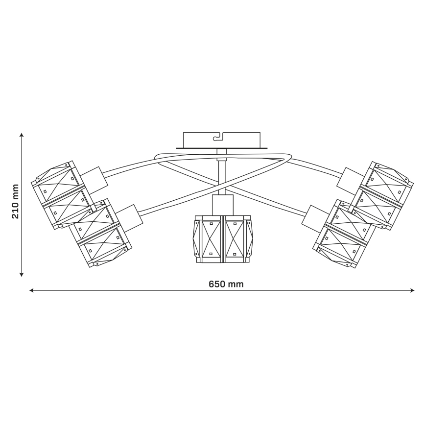 Lámpara de techo de superficie ZAHARA 5xE27/10W/230V dorada
