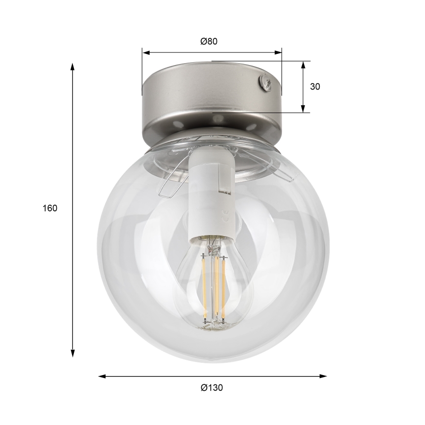 Lámpara de techo ELIAS 1xE14/5W/230V diámetro 13 cm cromo mate/transparente
