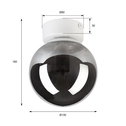 Lámpara de techo ELIAS 1xE14/5W/230V Ø 13 cm blanca/gris ahumado