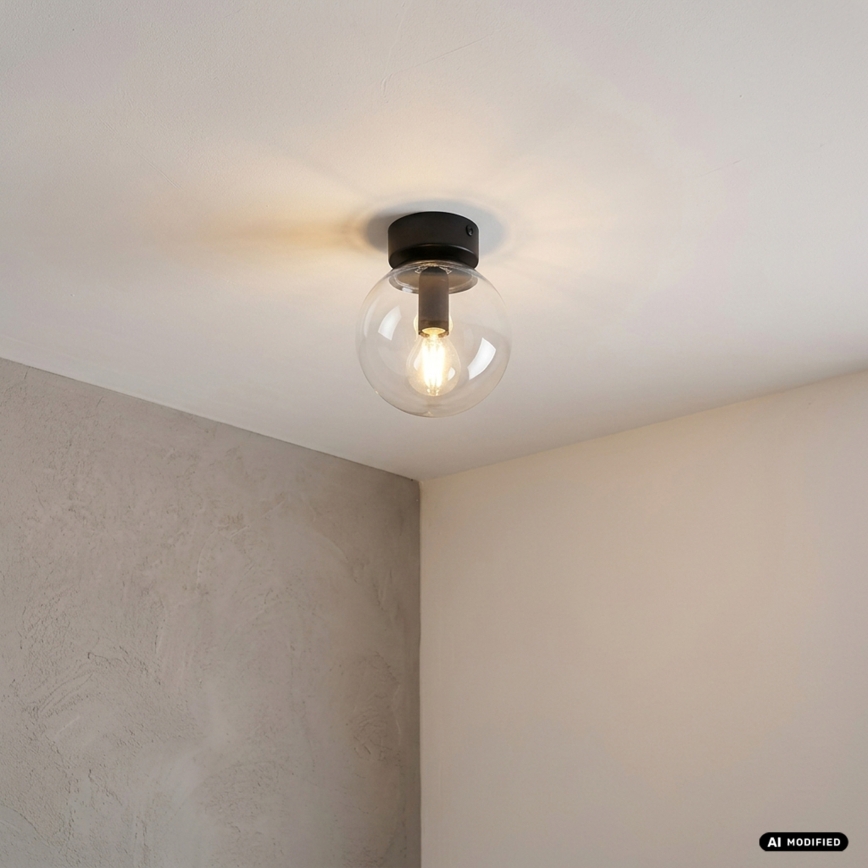 Lámpara de techo ELIAS 1xE14/5W/230V Ø 13 cm negro/transparente