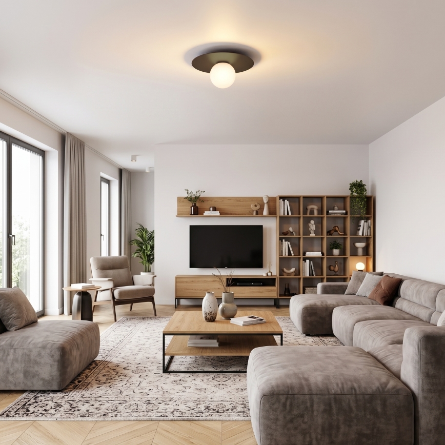 Lámpara de techo FLAT 1xE27/15W/230V 55x60 cm marrón