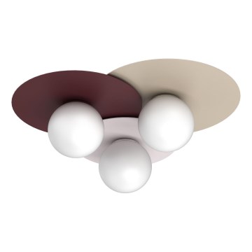 Lámpara de techo FLAT 3xE27/15W/230V 55x60 cm beige/crema/burdeos