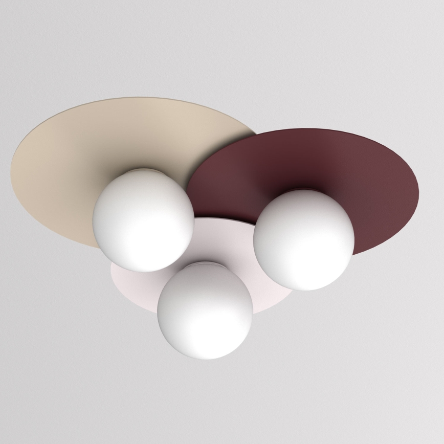 Lámpara de techo FLAT 3xE27/15W/230V 55x60 cm beige/crema/burdeos