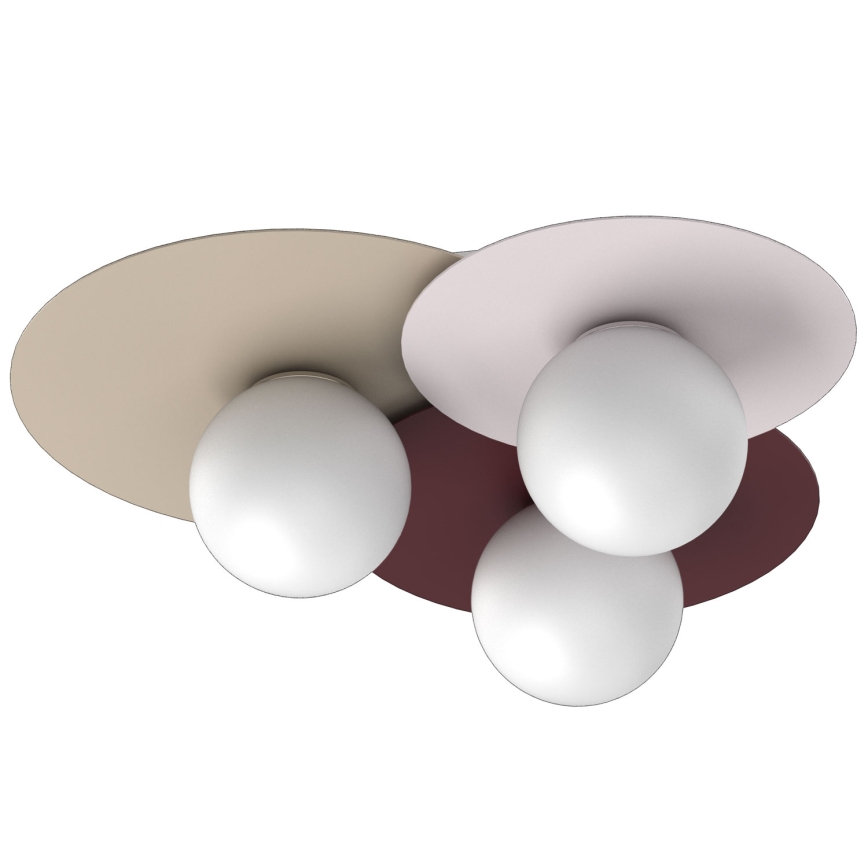 Lámpara de techo FLAT 3xE27/15W/230V 55x60 cm beige/crema/burdeos