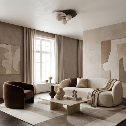 Lámpara de techo FLAT 3xE27/15W/230V 55x60 cm beige/crema/burdeos