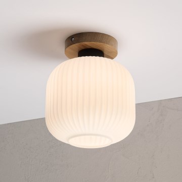 Lámpara de techo HARMA WOOD 1xE27/15W/230V roble/blanco, diámetro 20 cm