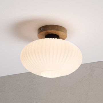 Lámpara de techo HARMA WOOD 1xE27/15W/230V roble/blanco Ø 25 cm