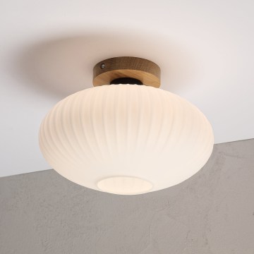 Lámpara de techo HARMA WOOD 1xE27/15W/230V roble/blanco Ø 30 cm