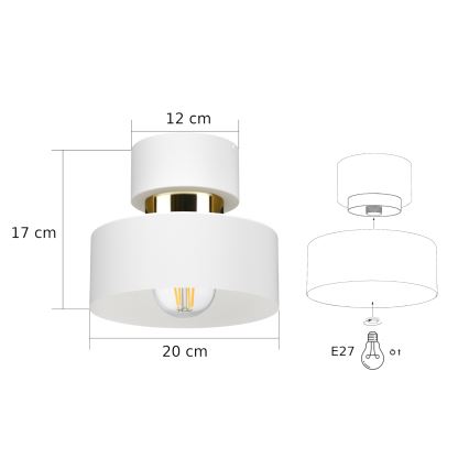 Lámpara de techo IGNIA 1xE27/60W/230V blanca/dorada