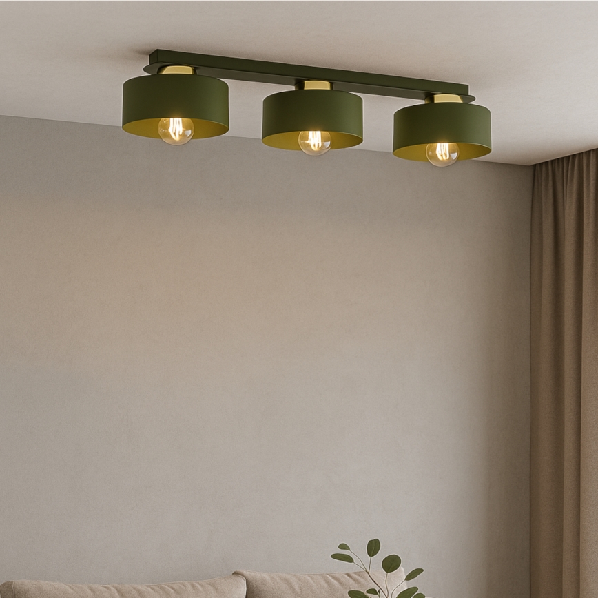 Lámpara de techo IGNIA 3xE27/60W/230V verde/dorado