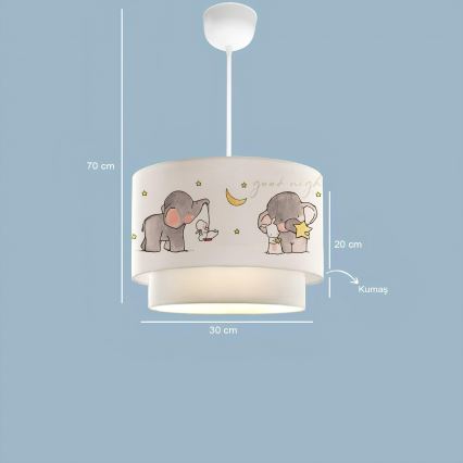 Lámpara de techo infantil CANDY 1xE27/40W/230V blanca/gris