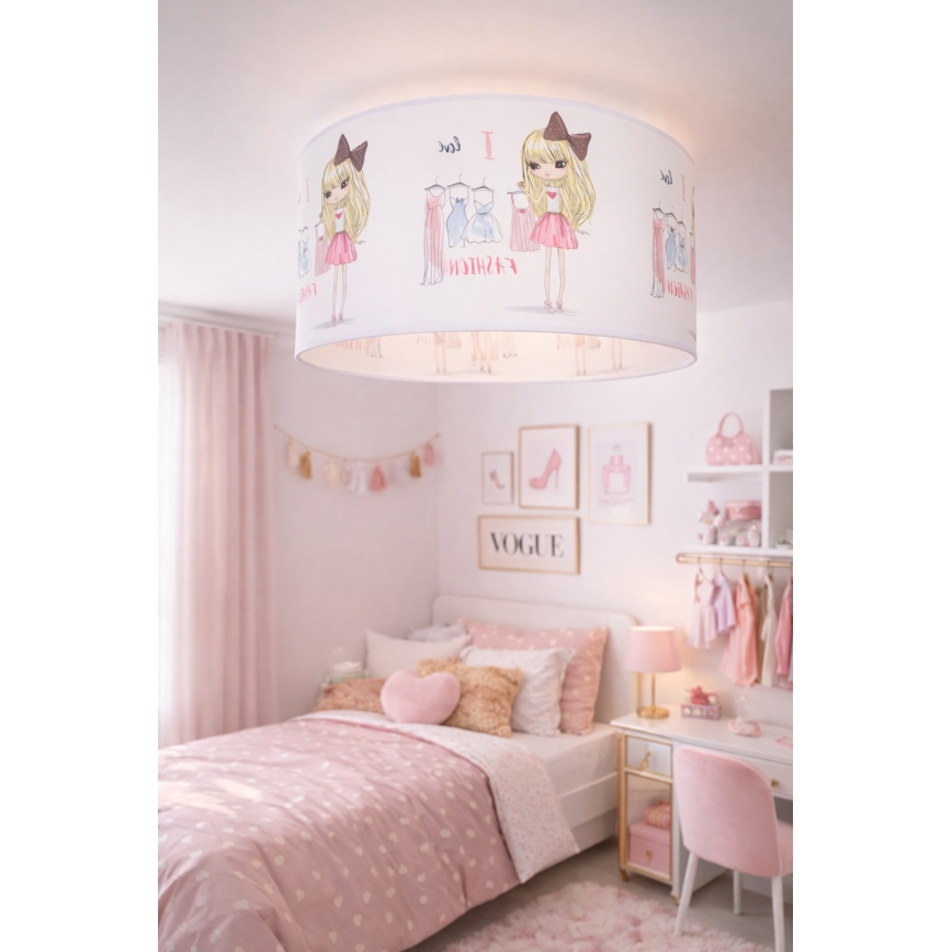 Lámpara de techo infantil GIRLS VIBES 1xE27/60W/230V Ø 40 cm Me encanta la moda