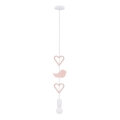 Lámpara de techo infantil HEART con cable 1xE27/20W/230V rosa/blanca
