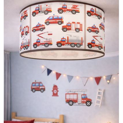 Lámpara de techo infantil KIDS ROOM 1xE27/60W/230V Ø 40 cm con motivo bomberos