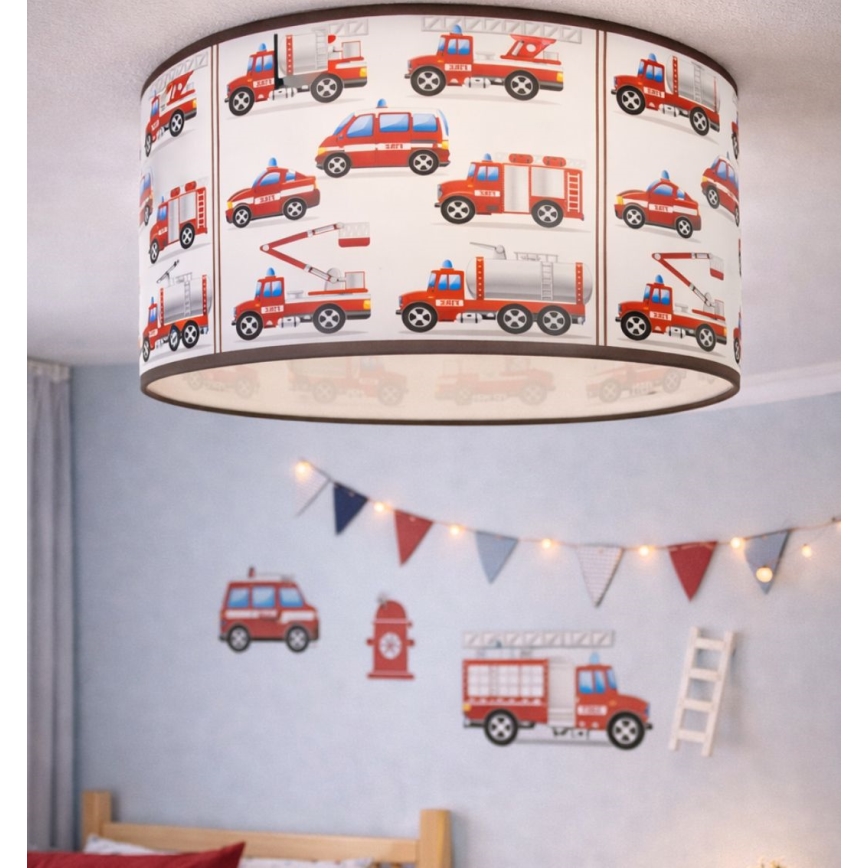 Lámpara de techo infantil KIDS ROOM 1xE27/60W/230V Ø 40 cm con motivo bomberos