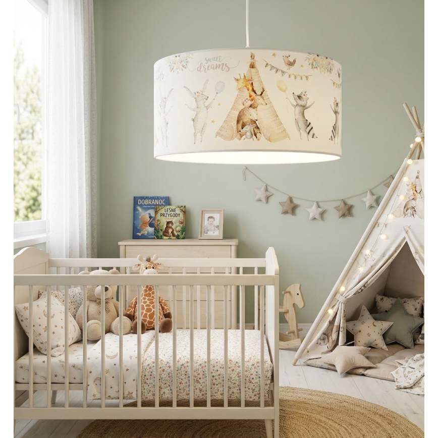 Lámpara de techo infantil KIDS ROOM 1xE27/60W/230V Ø 40 cm con motivos de animales