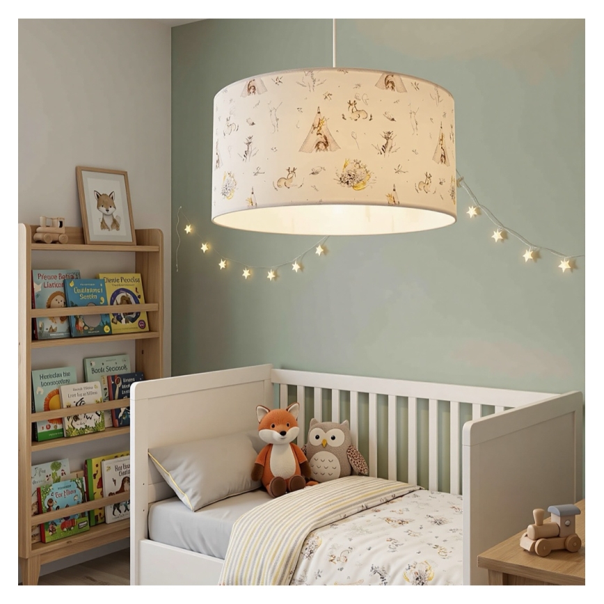 Lámpara de techo infantil KIDS ROOM 1xE27/60W/230V Ø 40 cm con motivos de animales