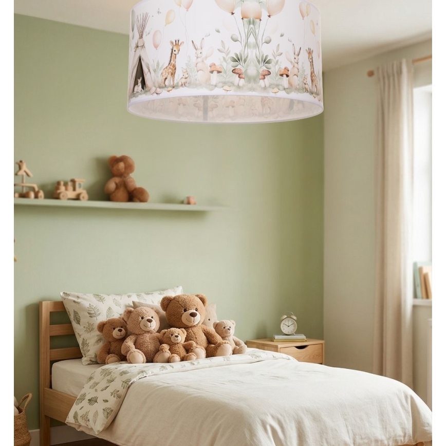 Lámpara de techo infantil KIDS ROOM 1xE27/60W/230V Ø 40 cm con motivos de animales
