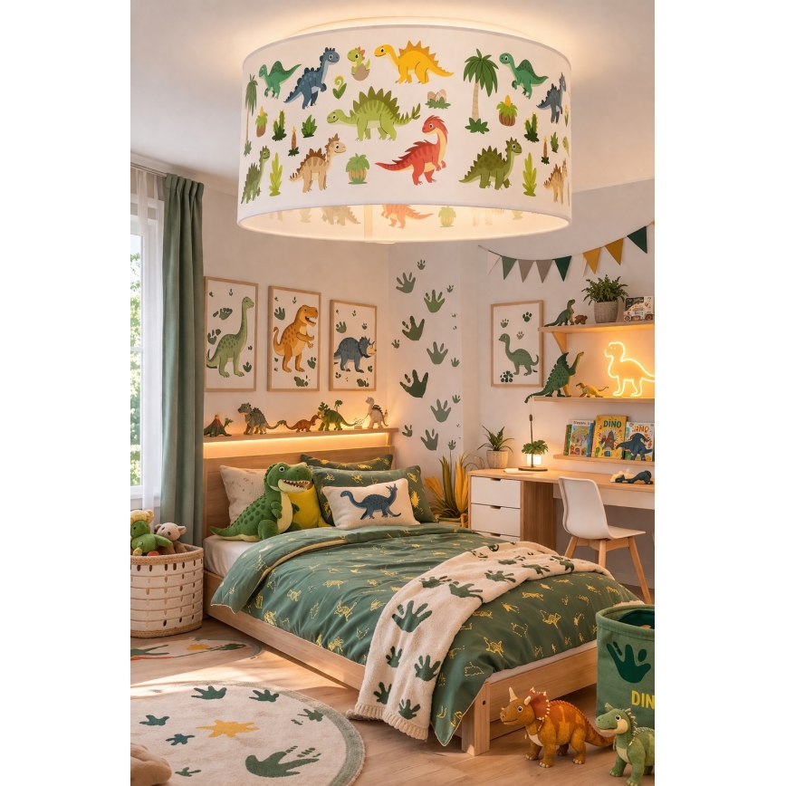 Lámpara de techo infantil KIDS ROOM 1xE27/60W/230V Ø 40 cm dinosaurio