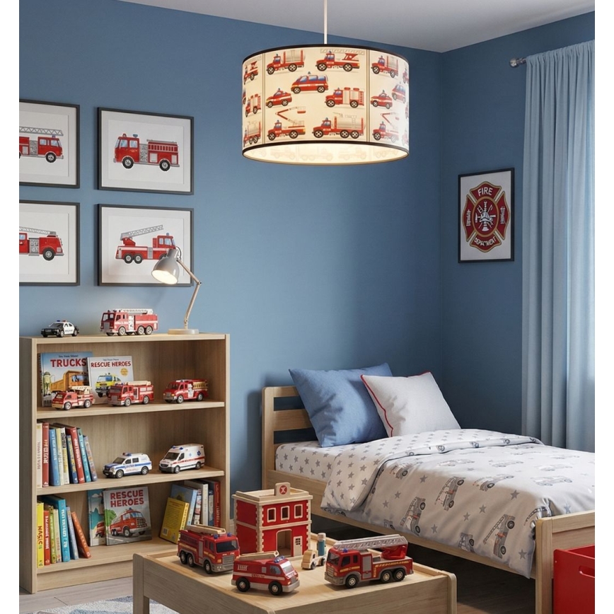 Lámpara de techo infantil KIDS ROOM 1xE27/60W/230V Ø 40 cm, diseño de bomberos