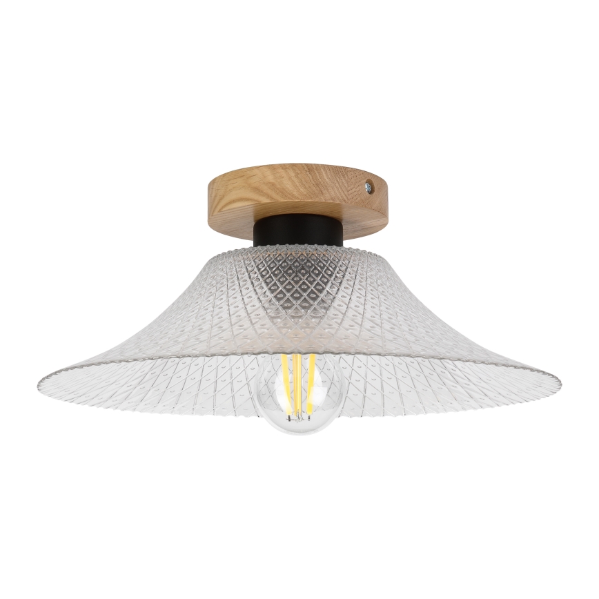Lámpara de techo JULL WOOD 1xE27/15W/230V roble/transparente Ø 34 cm
