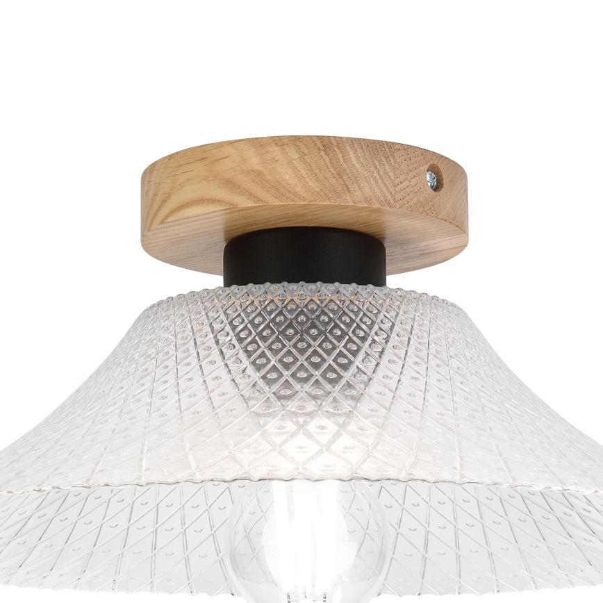 Lámpara de techo JULL WOOD 1xE27/15W/230V roble/transparente Ø 34 cm