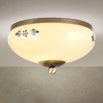 Lámpara de techo LANDHAUS 1xE27/60W/230V Ø 21 cm, bronce/beige/azul