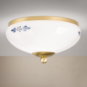 Lámpara de techo LANDHAUS 1xE27/60W/230V Ø 21 cm latón/blanco/azul