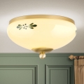 Lámpara de techo LANDHAUS 1xE27/60W/230V Ø 21 cm — latón/beige/verde