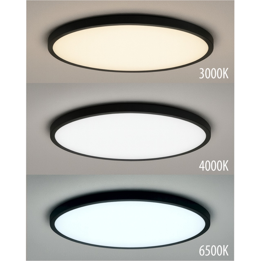 Lámpara de techo LED 32 W, 230 V, 3000/4000/6500 K, Ø 40 cm, negra