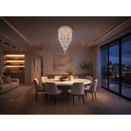 Lámpara de techo de cristal LED MAJURO LED/30W/230V Ø 40 cm cromo brillante + mando a distancia