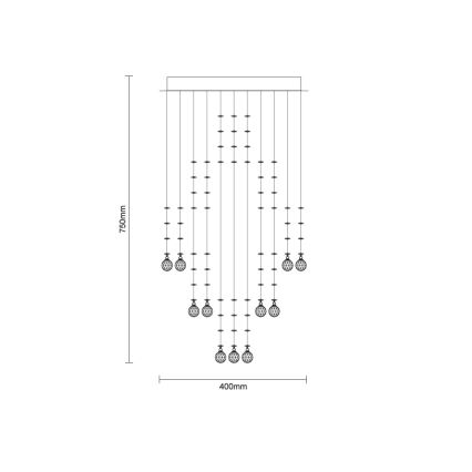 Lámpara de techo de cristal LED NAURU LED/24W/230V diámetro 40 cm cromo brillante + mando a distancia