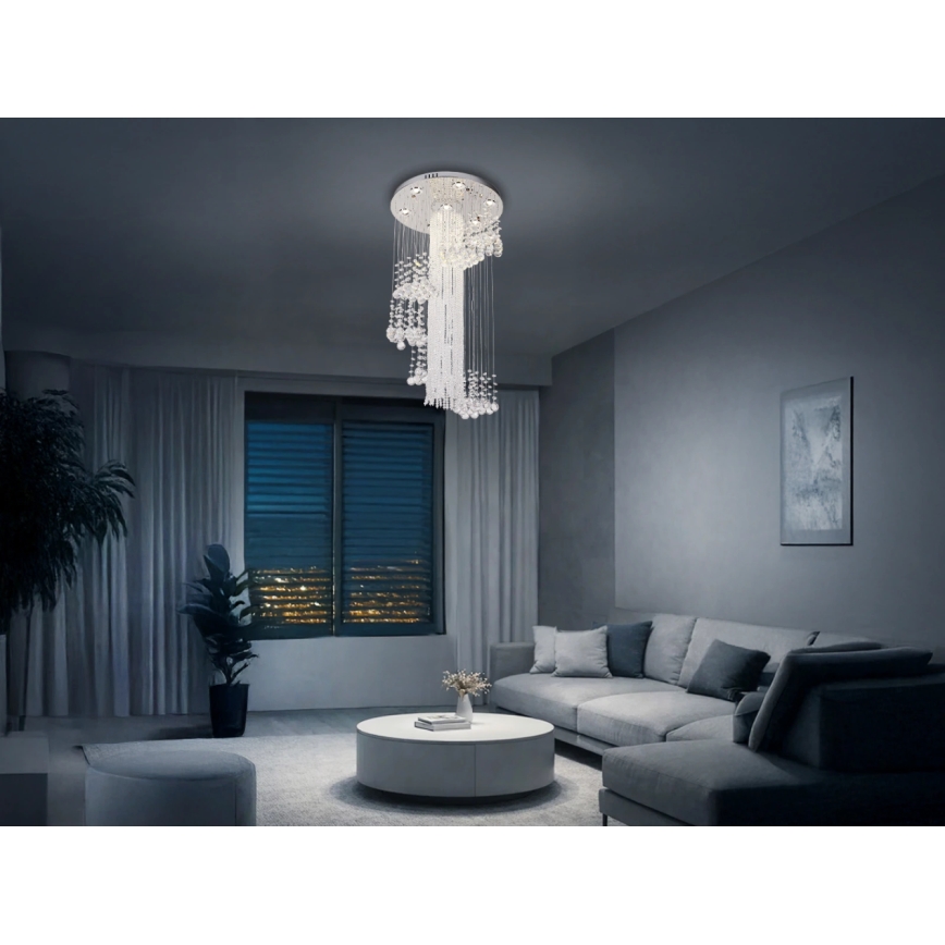 Lámpara de techo de cristal LED NAURU LED/24W/230V Ø 45 cm cromo brillante + mando a distancia